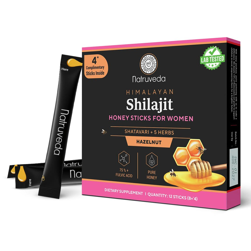 , Himalayan Shilajit Honey Sticks for Men & Women - 75%+ Fulvic Acid & Trace Minerals - Raw Honey, Saffron & Himalayan Shilajit Resin - 10 Sticks Pack