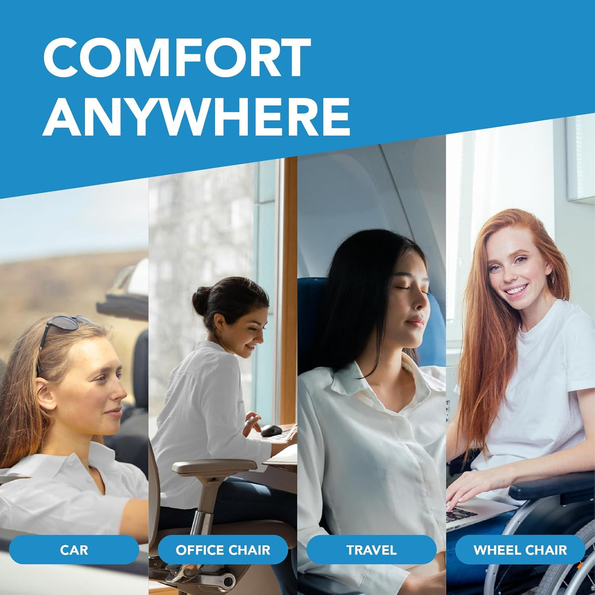 Wedge Car Seat Cushion, Memory Foam Pad for Driving Comfort | High-Density Memory Foam Seat Cushion, 4D Breathable Mesh and Non-Slip Bottom for Long-Drive Comfort and Office Use, Gray