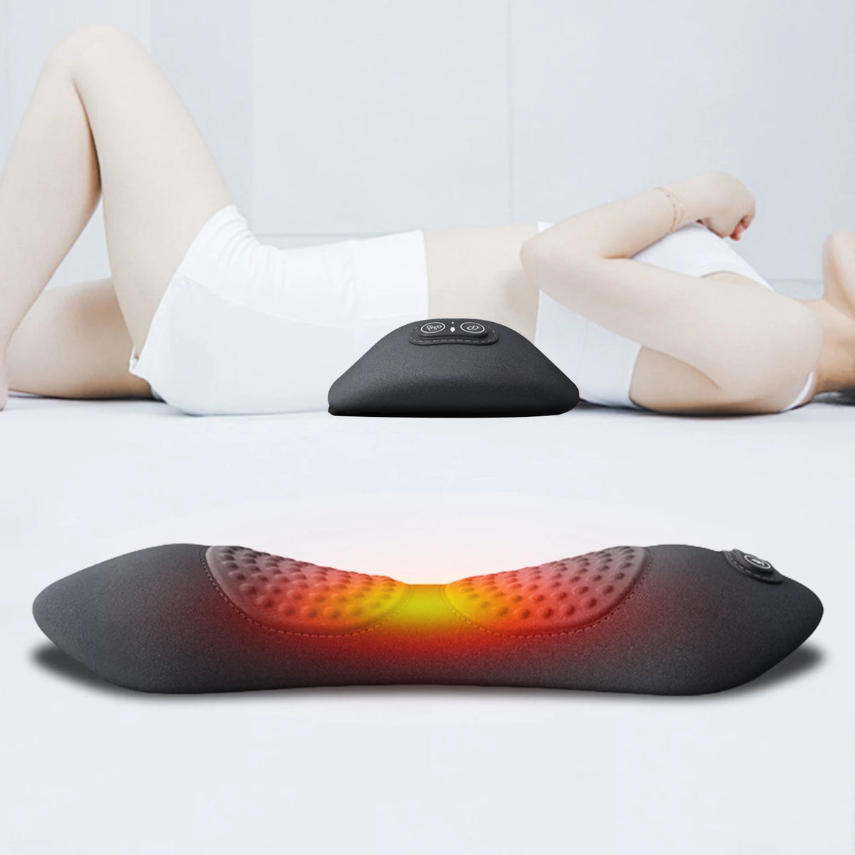 3 in 1 Electric Lumbar Support Pillow with Adjustable Height Back Massager with Heat Back Support Pillow for Lower Back