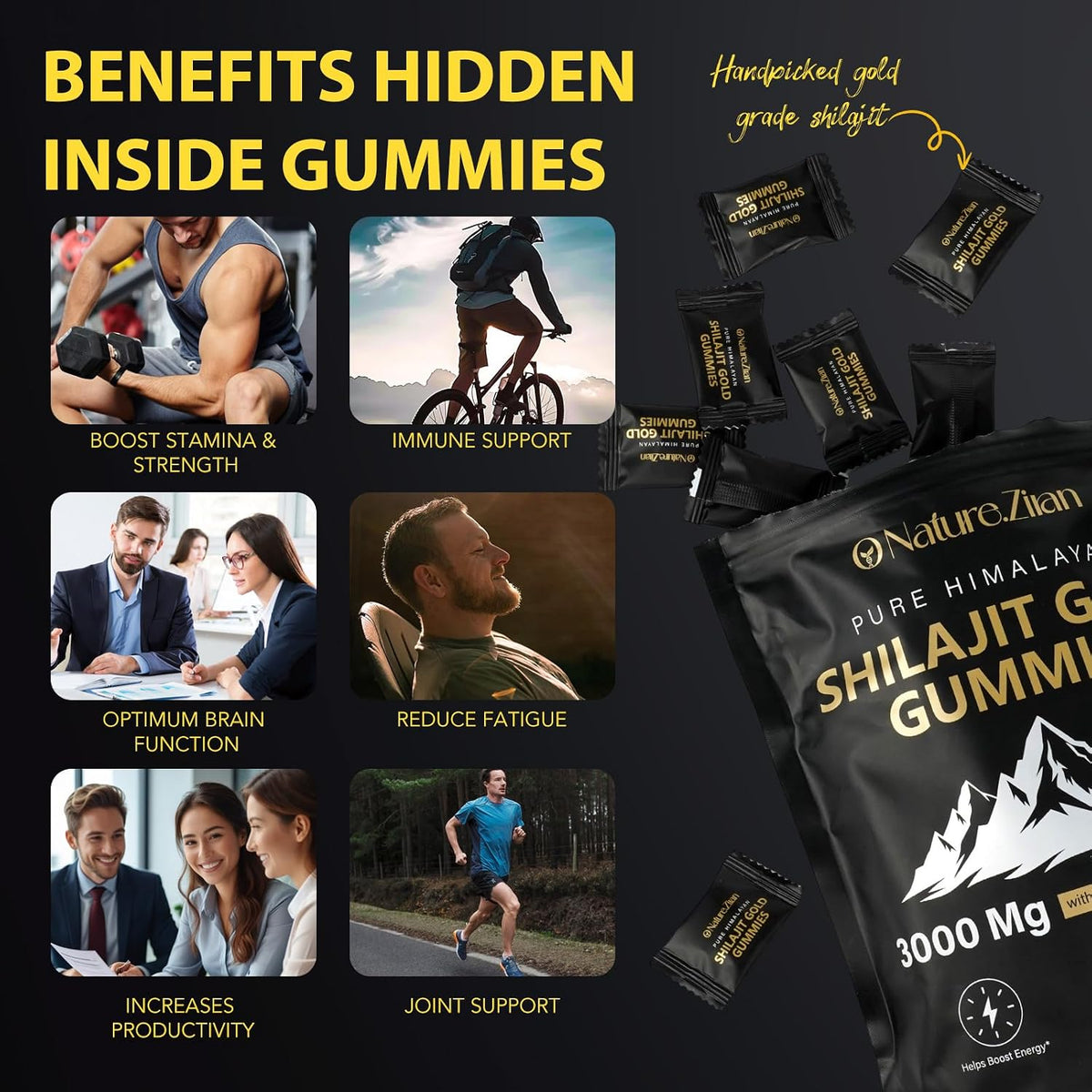 Shilajit Gummies for Men & Women - Shilajit Gold Gummies Rich in Ashwagandha, Gokshura with 85+ Minerals, Authentic Flavor,Organic, Zero Sugar & Vegan, 100% Natural - 80 Count (80 Count (Pack of 1))