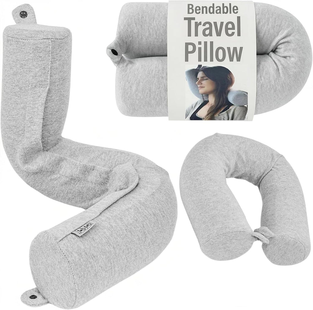 Twist Memory Foam Kids Travel Pillow, Bendable Neck Pillow for Airplane, Car and Home, 23-Inch Adjustable Roll with Washable Cotton Cover
