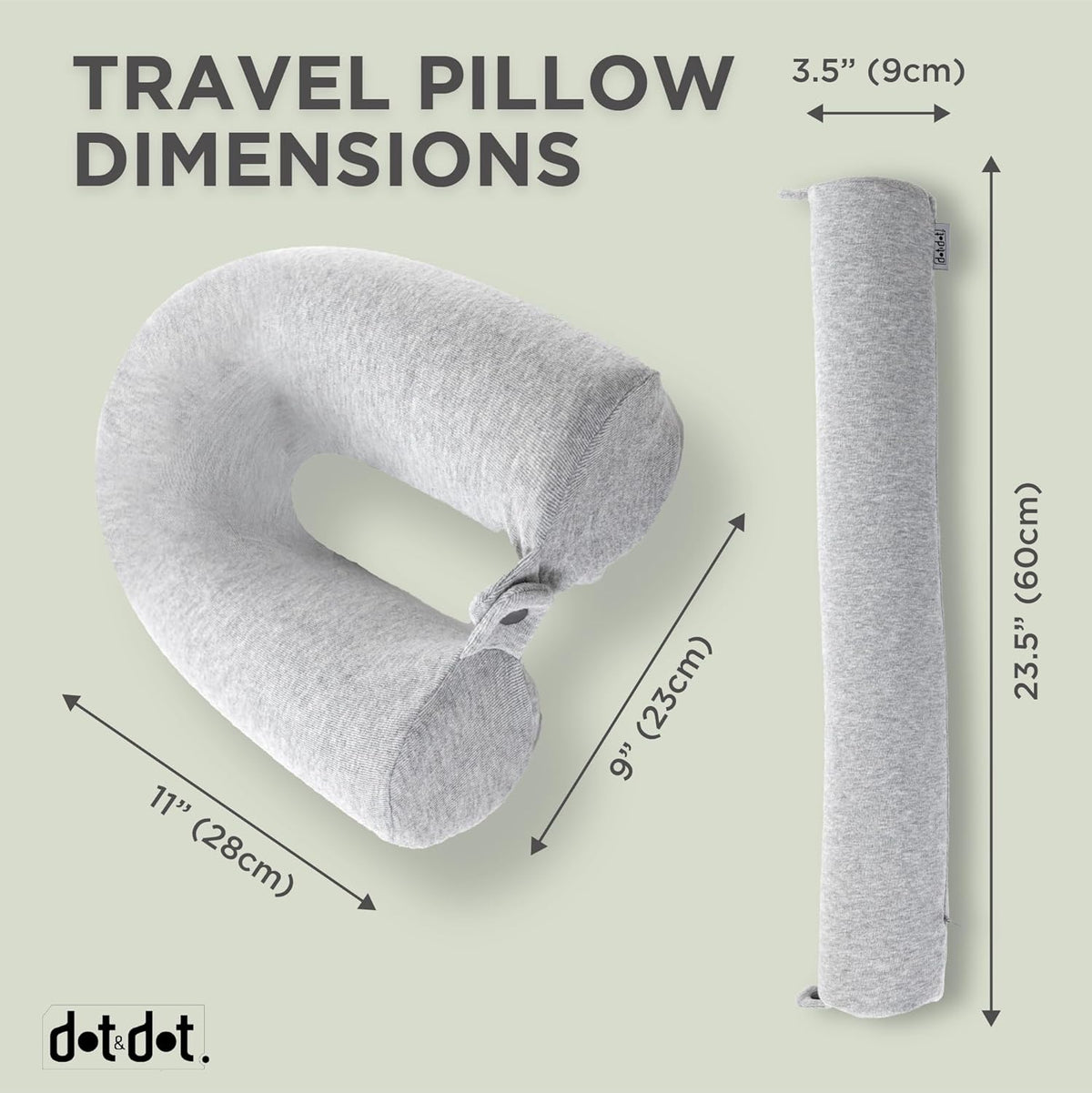 Twist Memory Foam Kids Travel Pillow, Bendable Neck Pillow for Airplane, Car and Home, 23-Inch Adjustable Roll with Washable Cotton Cover