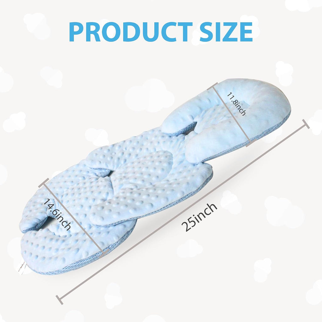 Infant Carseat Insert for Newborn Baby 2-In-1 Reversible Support Pad | Girls Boys Thickened Head & Body Support for Carseats Strollers Swings Bouncers All Seasons Use
