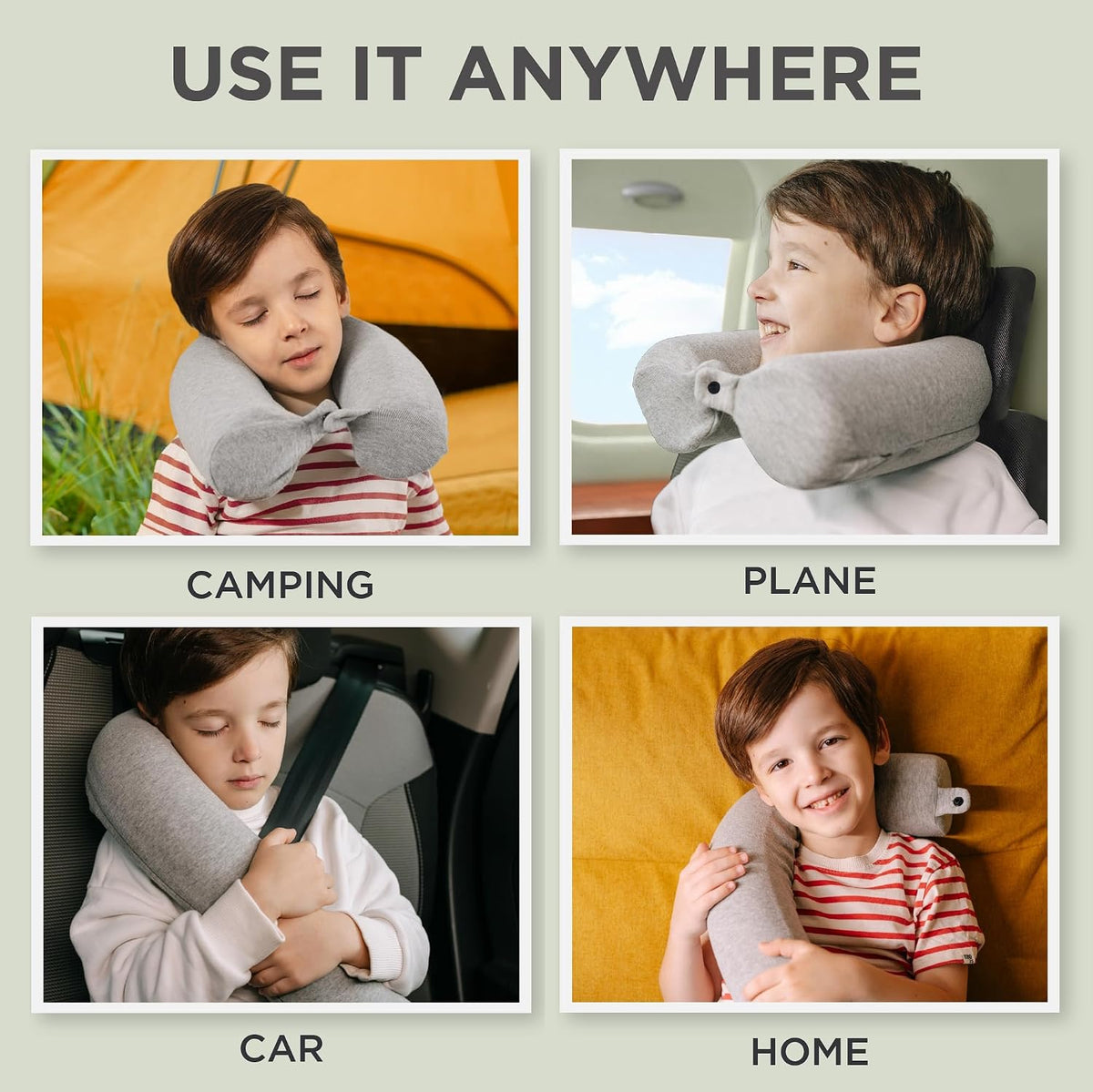 Twist Memory Foam Kids Travel Pillow, Bendable Neck Pillow for Airplane, Car and Home, 23-Inch Adjustable Roll with Washable Cotton Cover