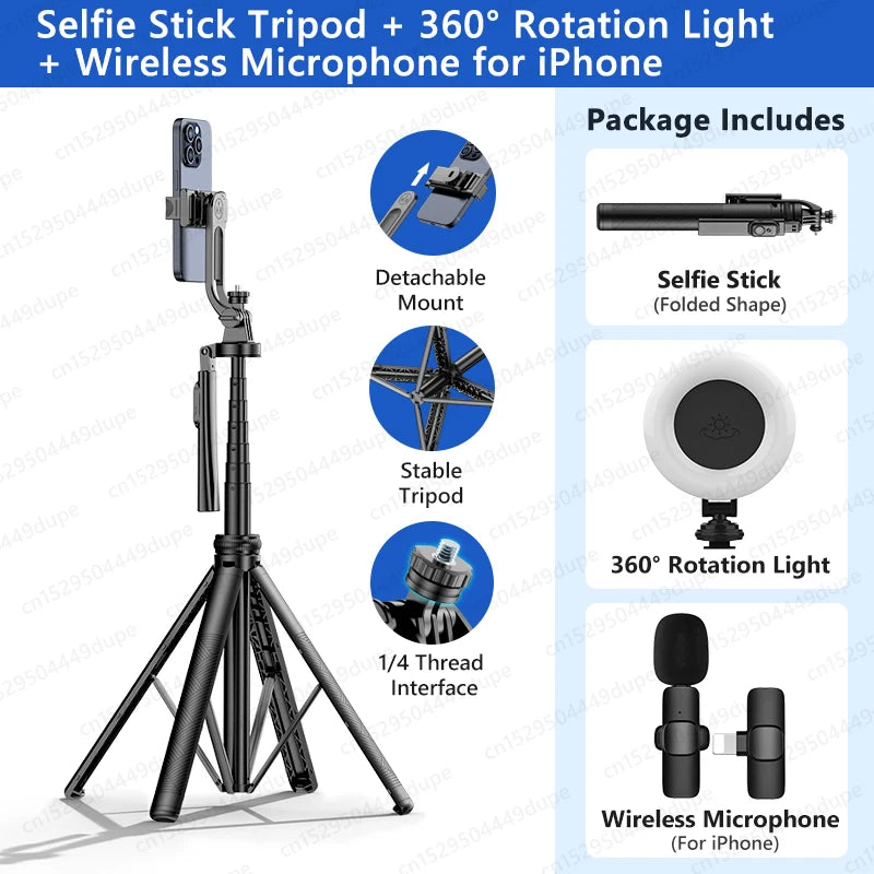 Tripod for Smartphone Light Camera,Tripods Stand with Wireless Bluetooth,Selfie Stick brackets with Phone Holder for Vlog/Video