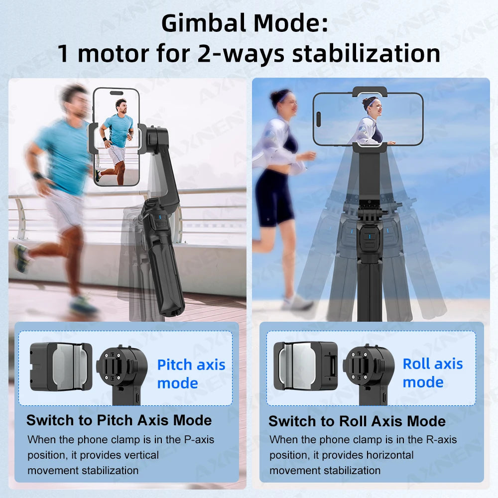 AXNEN HQ2-SE Smartphone Gimbal Stabilizer Handheld Mobile Shooting Stabilizer for Gopro Action Cameras Android iPhone Video Vlog