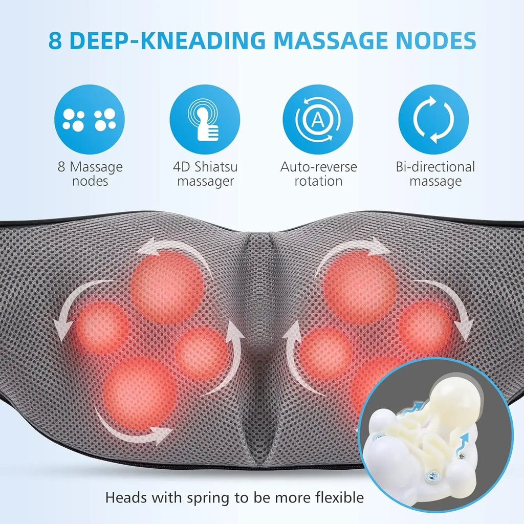 Back Massager, Heated Shiatsu Neck Massager, Portable Full Body Massager,Deep Kneading Shoulder Electric Massage shawl,Waist Leg