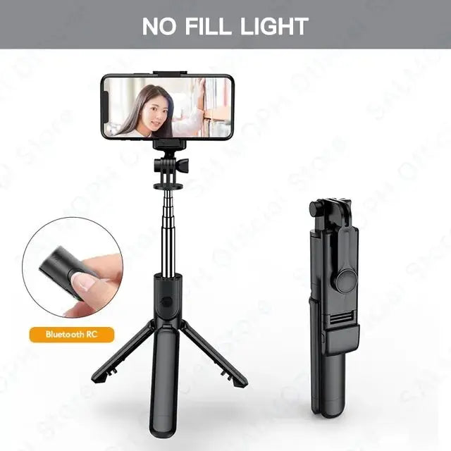 FANGTUOSI Phone Selfie Stick Tripod Bluetooth Remote Wireless Selfi Stick Phone Holder With Beauty LED Fill Light