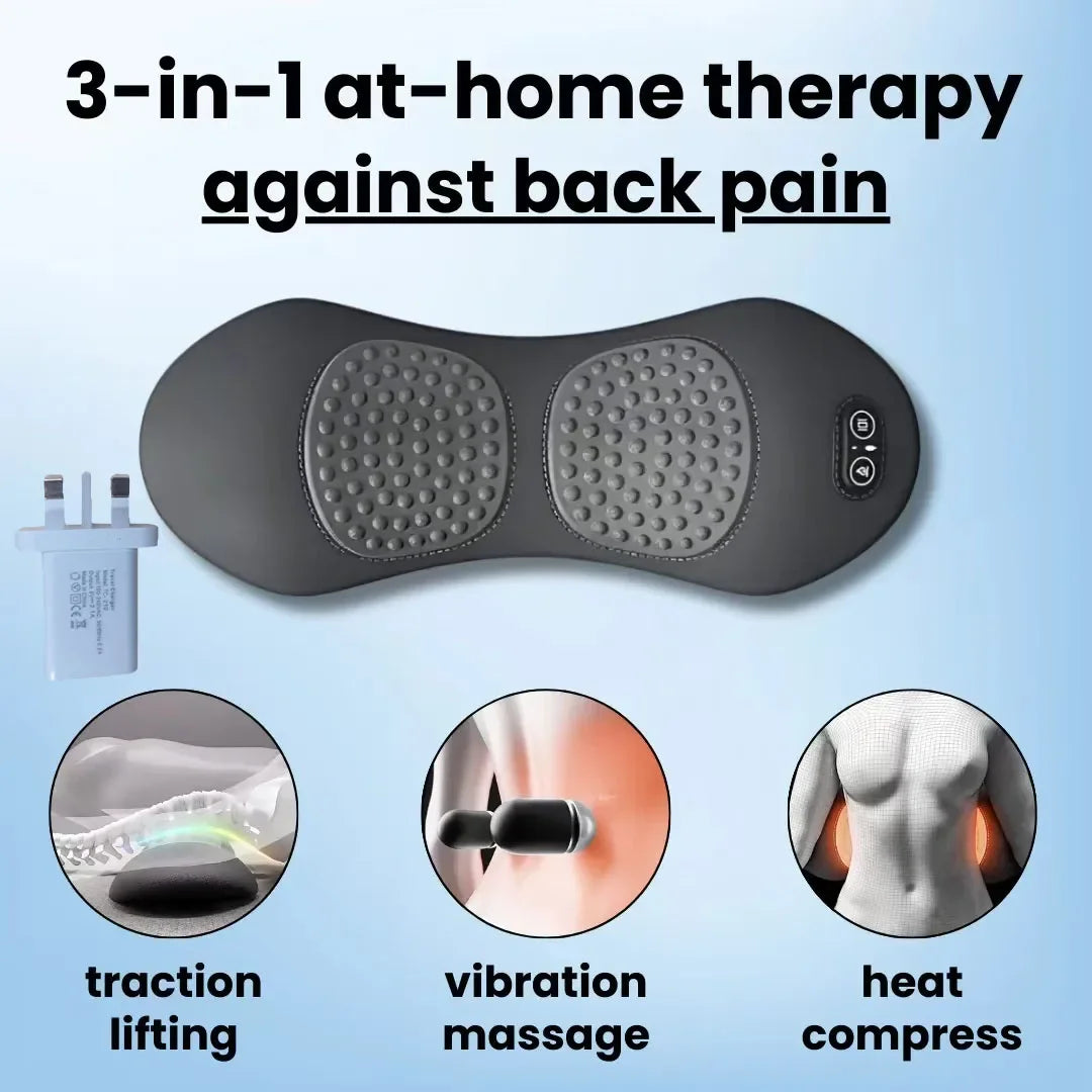 Multi-functional 3-in-1 Back Massager with Relief Bed Sleeping Shiatsu Deep Tissue Portable Shoulder Lower Back Pain Relief