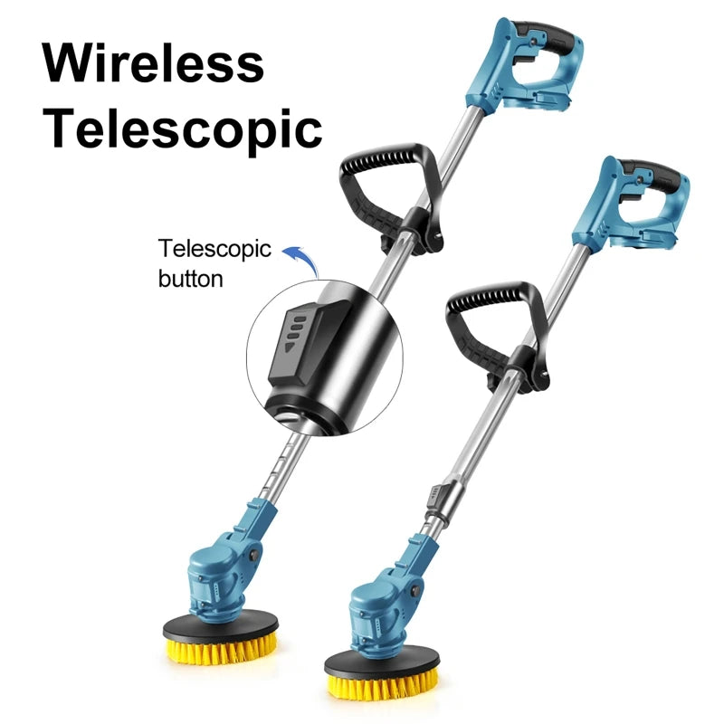 Electric Cleaning Brush Bathroom Courtyard Broom Polishing and Sweeping Snow Leaves, all-in-one Retractable Cleaning Brush