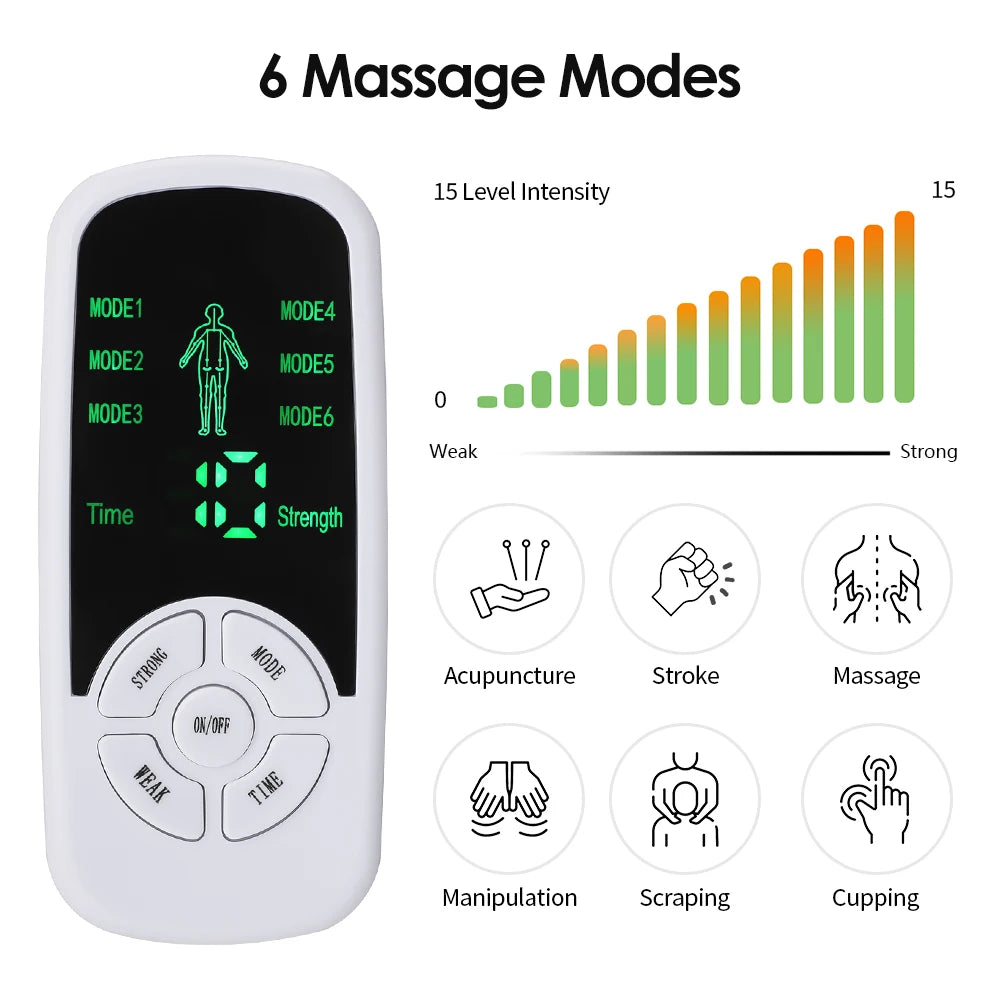 Tens Machine Pulse Massager Tens Acupuncture Electric Body Massage Instrument Electrical Muscle Stimulator for Neck Back Relax