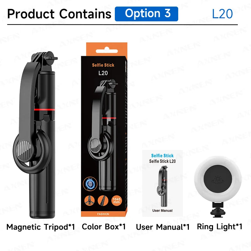 Magnetic Selfie Stick Tripod Desktop Stand for Cell Phone Outdoor Live Video Multi-function Vlog Shooting, Optional Fill Light
