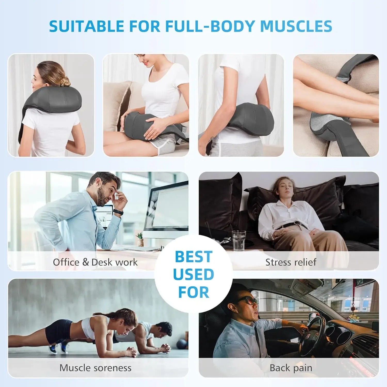 Back Massager, Heated Shiatsu Neck Massager, Portable Full Body Massager,Deep Kneading Shoulder Electric Massage shawl,Waist Leg