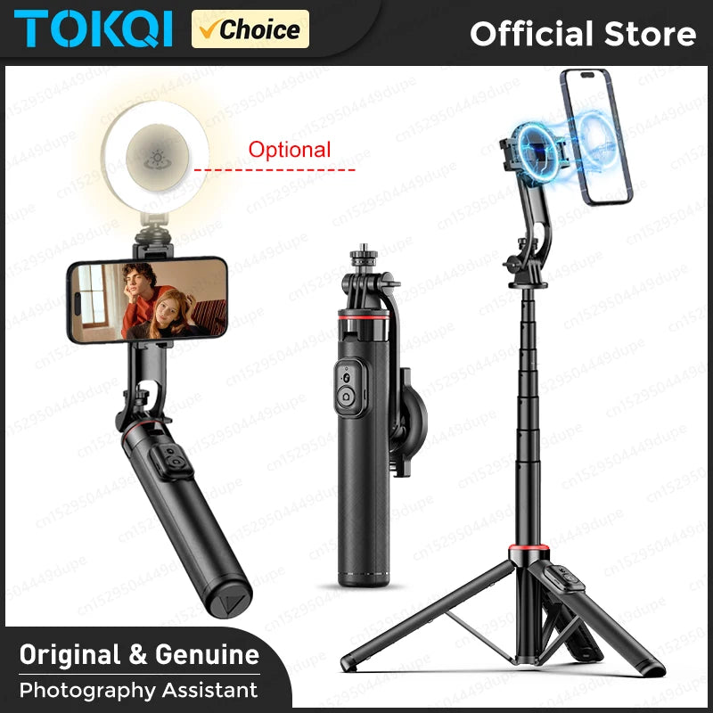 Magnetic Selfie Stick Tripod for iPhone 12-16 Pro Max, 51" Travel Tripod Stand with Magsafe, Phone Clamp for Android Smartphone
