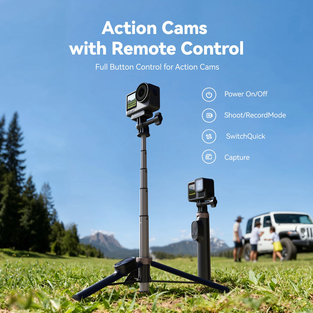 TELESIN Remote Control Wireless Bluetooth Selfie Stick Tripod For DJI OSMO Action 4 5pro 6 360 Gopro 9 10 11 12 13 Smartphone