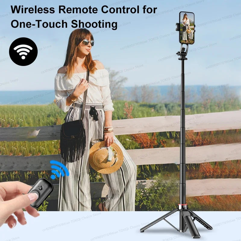 Magnetic Selfie Stick Tripod for iPhone 12-16 Pro Max, 51" Travel Tripod Stand with Magsafe, Phone Clamp for Android Smartphone