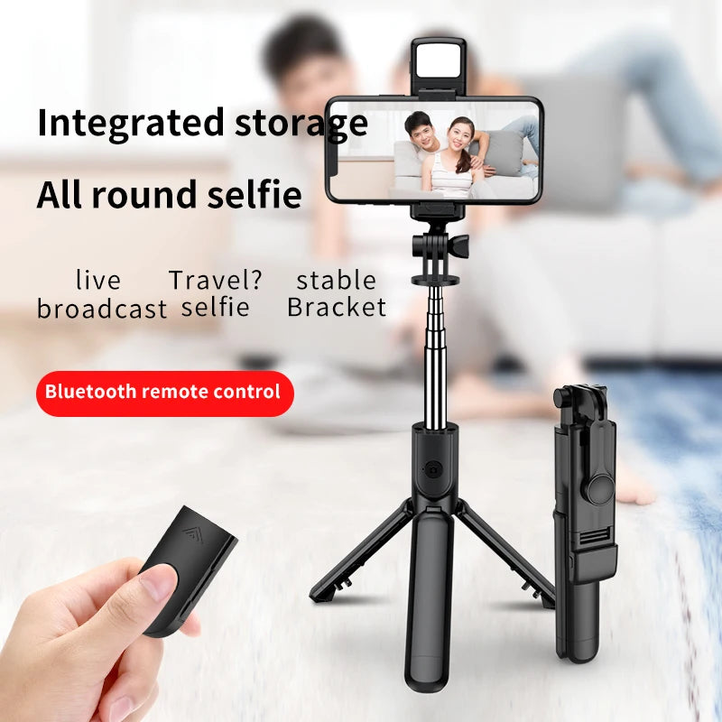 FANGTUOSI Phone Selfie Stick Tripod Bluetooth Remote Wireless Selfi Stick Phone Holder With Beauty LED Fill Light