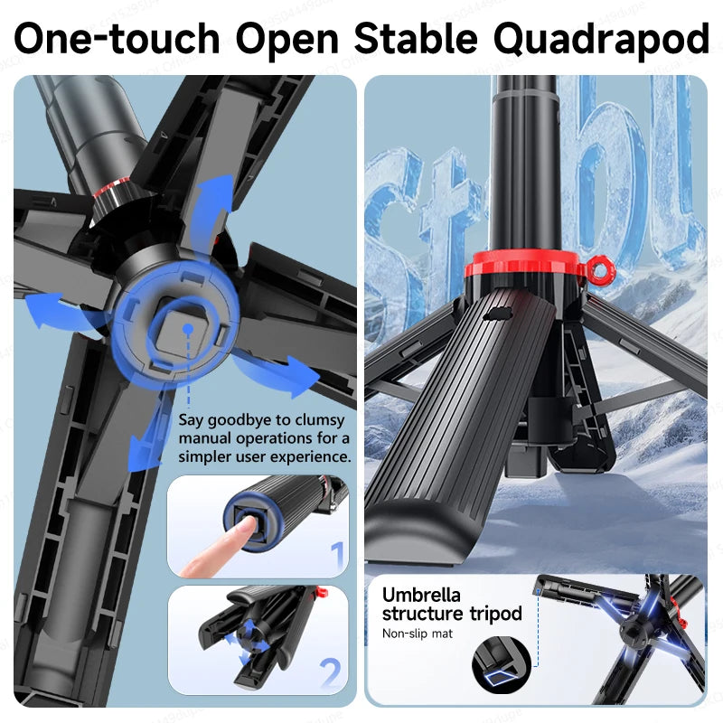 AXNEN Mini Selfie Stick Tripod 66.9'' Extendable Cellphone Holder for Smartphones Shooting Vlog with Zoom Portable F07 Quadrapod
