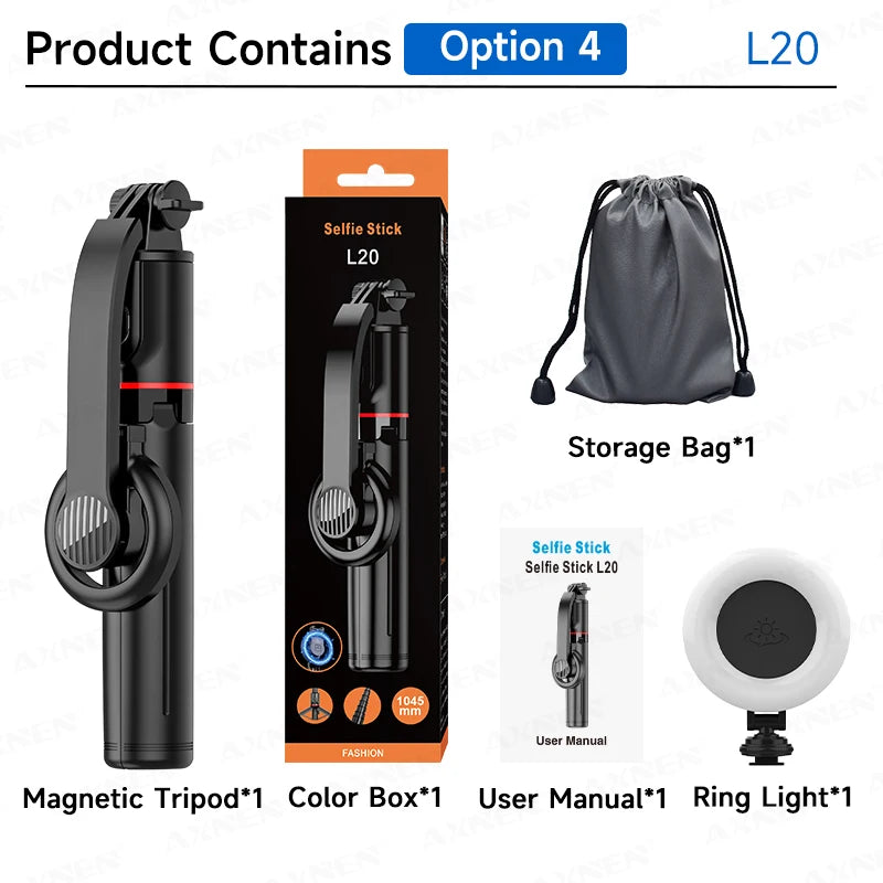 Magnetic Selfie Stick Tripod Desktop Stand for Cell Phone Outdoor Live Video Multi-function Vlog Shooting, Optional Fill Light