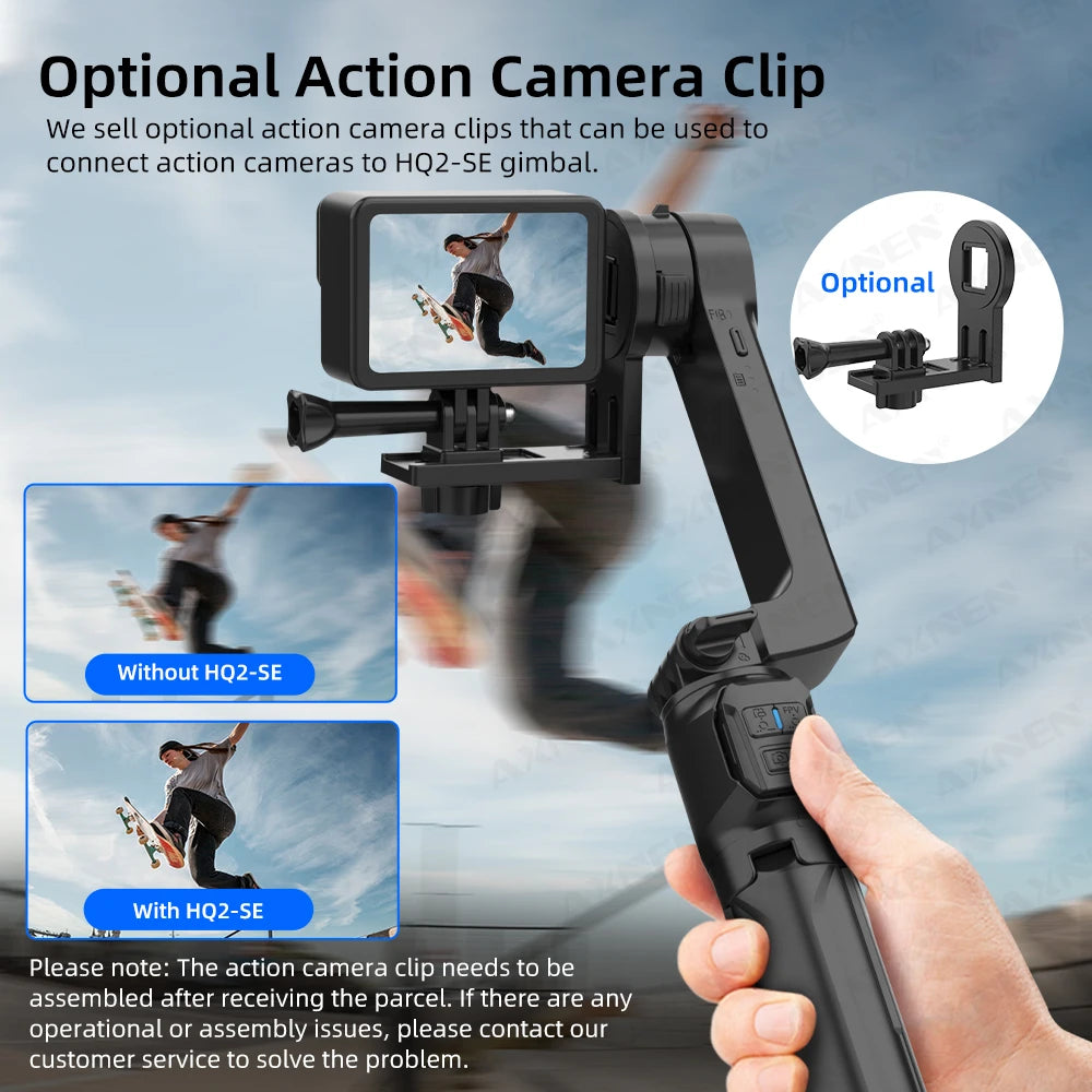 AXNEN HQ2-SE Smartphone Gimbal Stabilizer Handheld Mobile Shooting Stabilizer for Gopro Action Cameras Android iPhone Video Vlog
