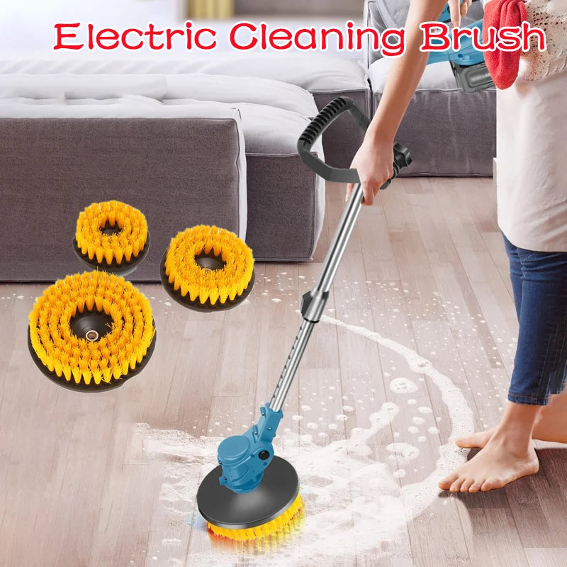 Electric Cleaning Brush Bathroom Courtyard Broom Polishing and Sweeping Snow Leaves, all-in-one Retractable Cleaning Brush