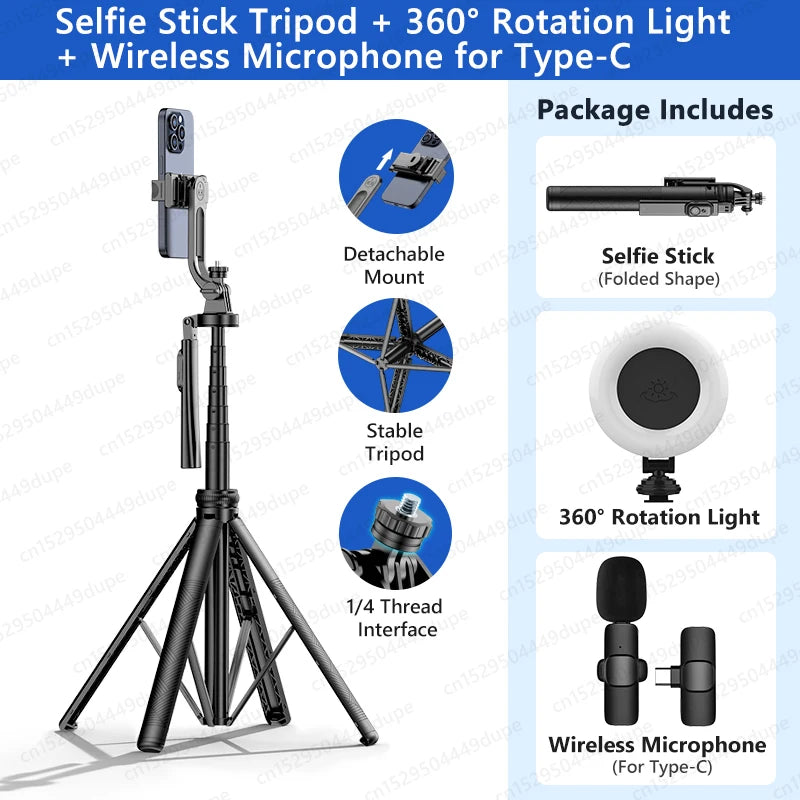 Tripod for Smartphone Light Camera,Tripods Stand with Wireless Bluetooth,Selfie Stick brackets with Phone Holder for Vlog/Video