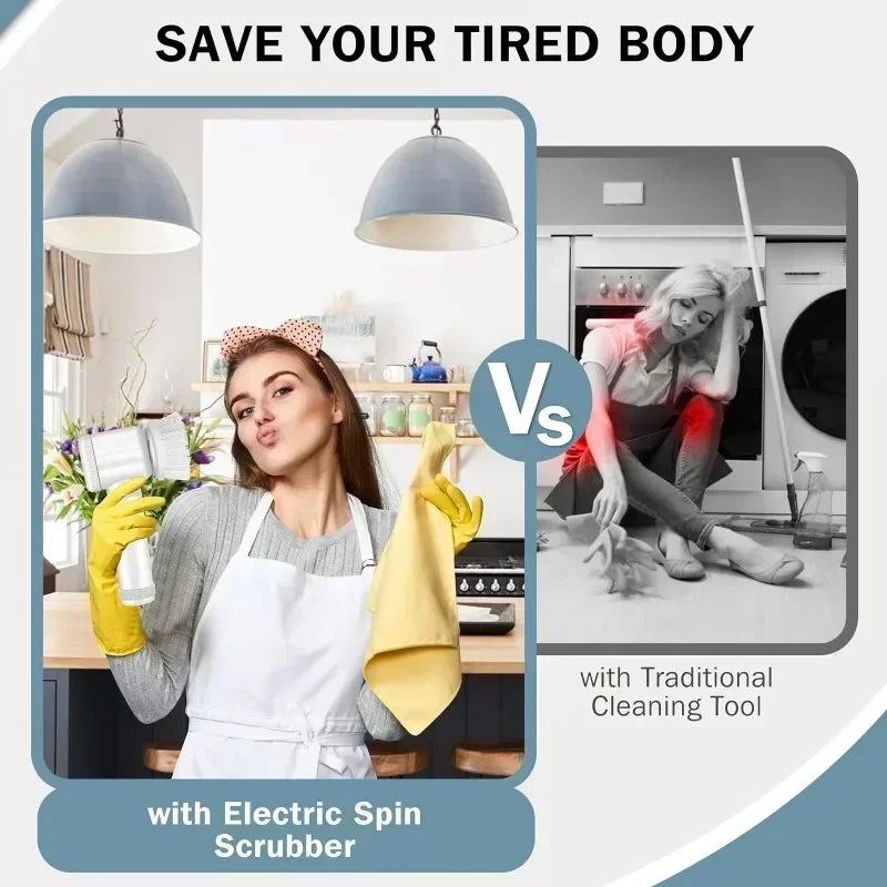 Household electric cleaning brushes, cordless cleaning brushes for kitchen and bathroom, and 5 electric scrubbers with replaceab