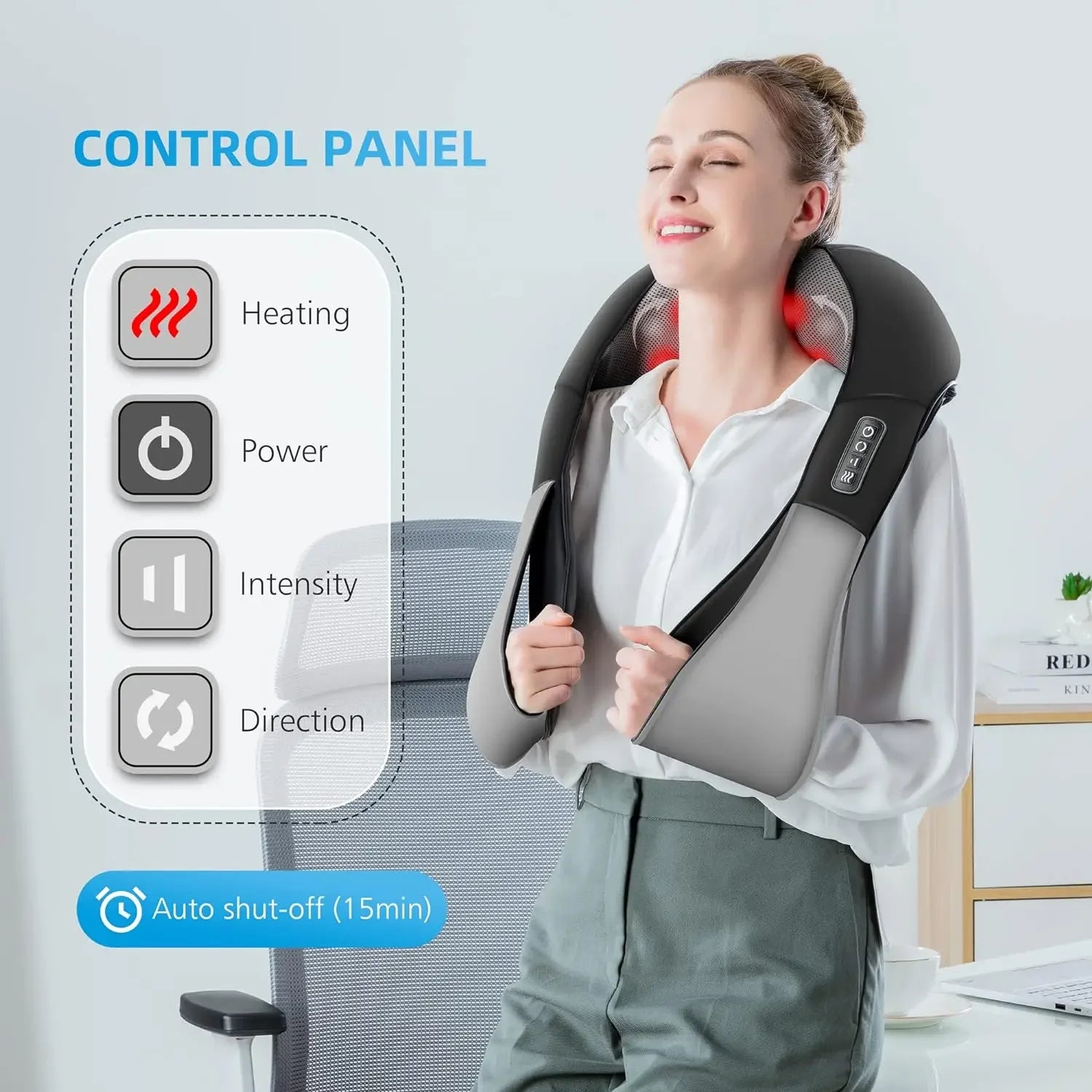 Back Massager, Heated Shiatsu Neck Massager, Portable Full Body Massager,Deep Kneading Shoulder Electric Massage shawl,Waist Leg