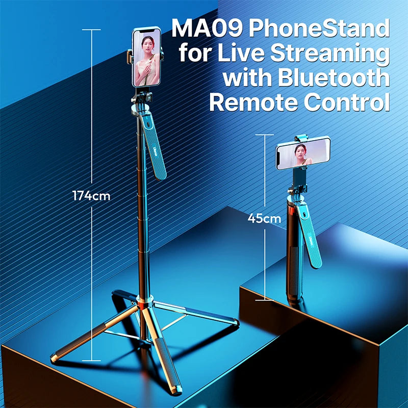 ULANZI MA09 PhoneStand for Live Streaming with Bluetooth Remote Control Gimbal Mode Selfie Stick Mode Stretchable Tripod