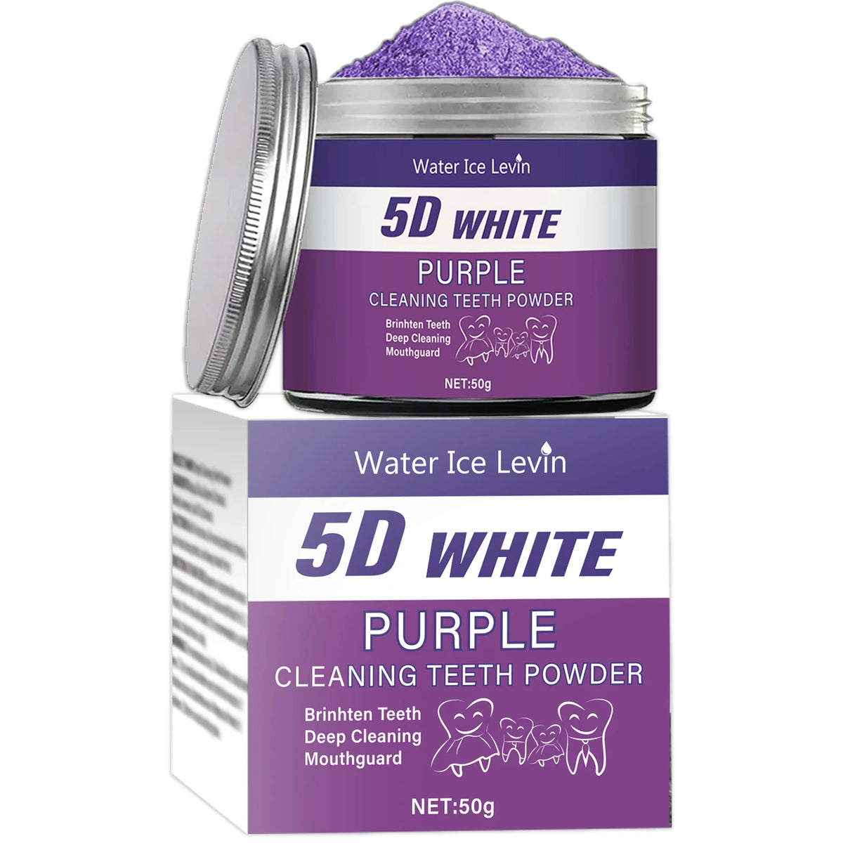 Purple Teeth Whitening Powder, 50G - Deep Cleaning and Teeth Cleaning Powder, Fresh Breath Toothpaste, Natural Pearl Essence