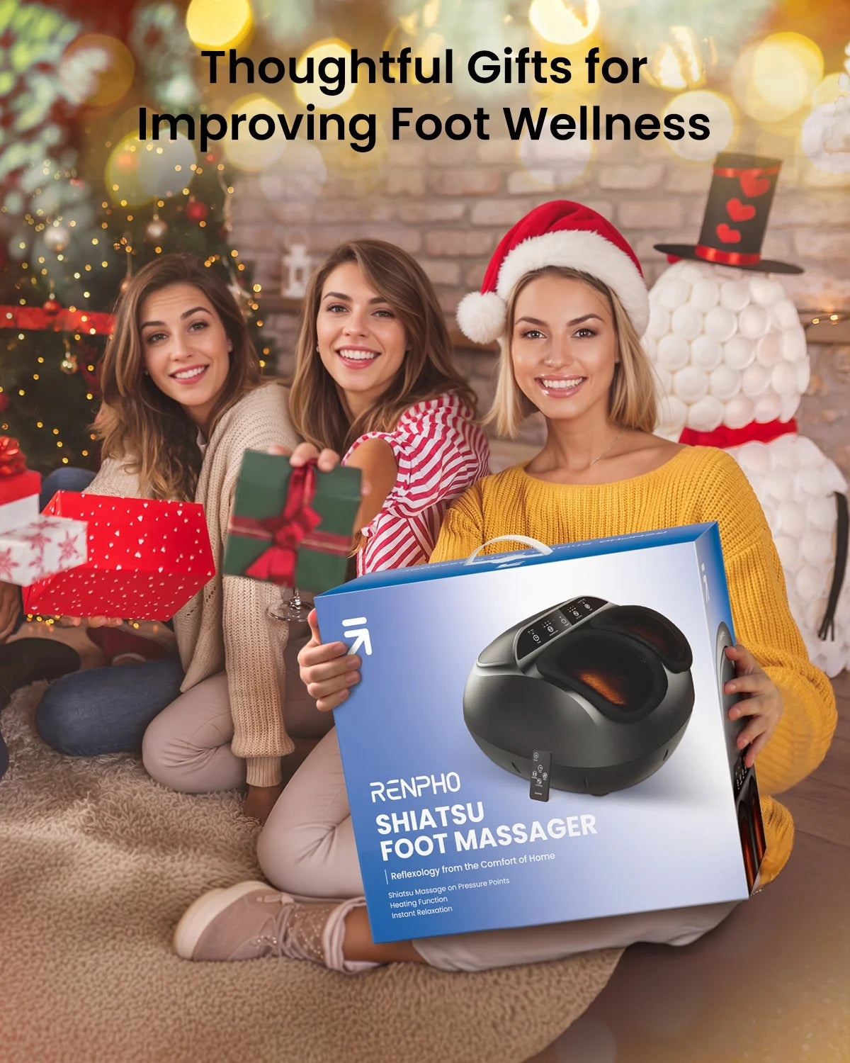 Foot Massager Machine with Heat, Shiatsu Deep Kneading for Neuropathy Pain, Mothers Day Birthday Gifts for Mom Dad Men, Fit’S Feet up to Men Size 13