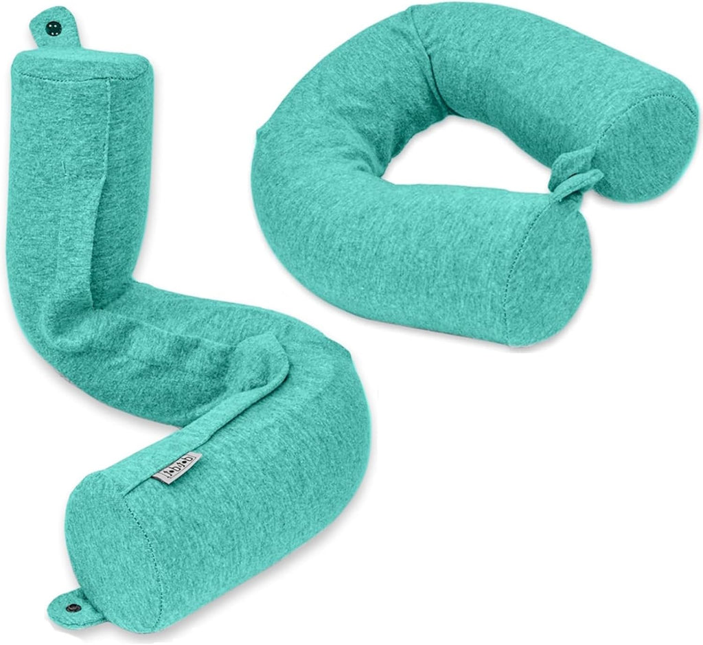 Twist Memory Foam Kids Travel Pillow, Bendable Neck Pillow for Airplane, Car and Home, 23-Inch Adjustable Roll with Washable Cotton Cover