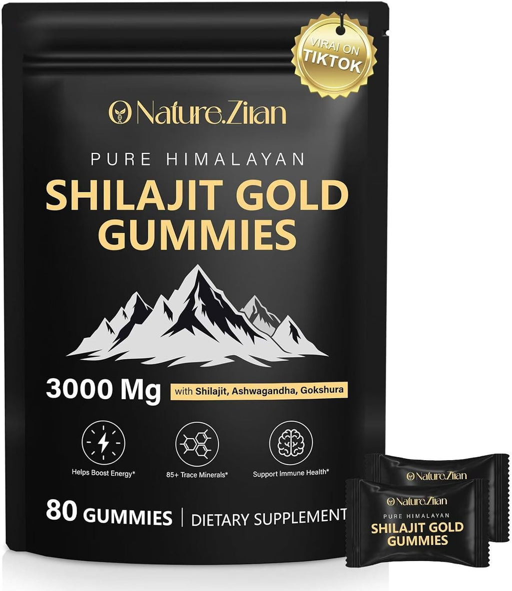Shilajit Gummies for Men & Women - Shilajit Gold Gummies Rich in Ashwagandha, Gokshura with 85+ Minerals, Authentic Flavor,Organic, Zero Sugar & Vegan, 100% Natural - 80 Count (80 Count (Pack of 1))