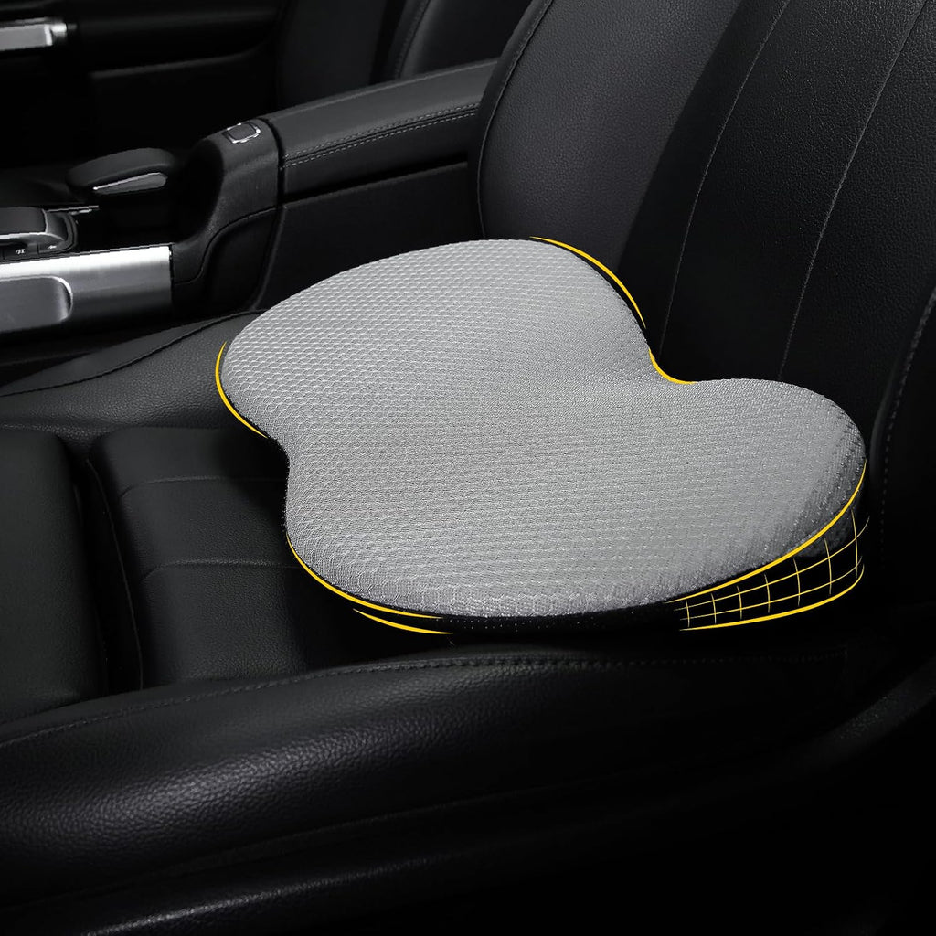 Wedge Car Seat Cushion, Memory Foam Pad for Driving Comfort | High-Density Memory Foam Seat Cushion, 4D Breathable Mesh and Non-Slip Bottom for Long-Drive Comfort and Office Use, Gray