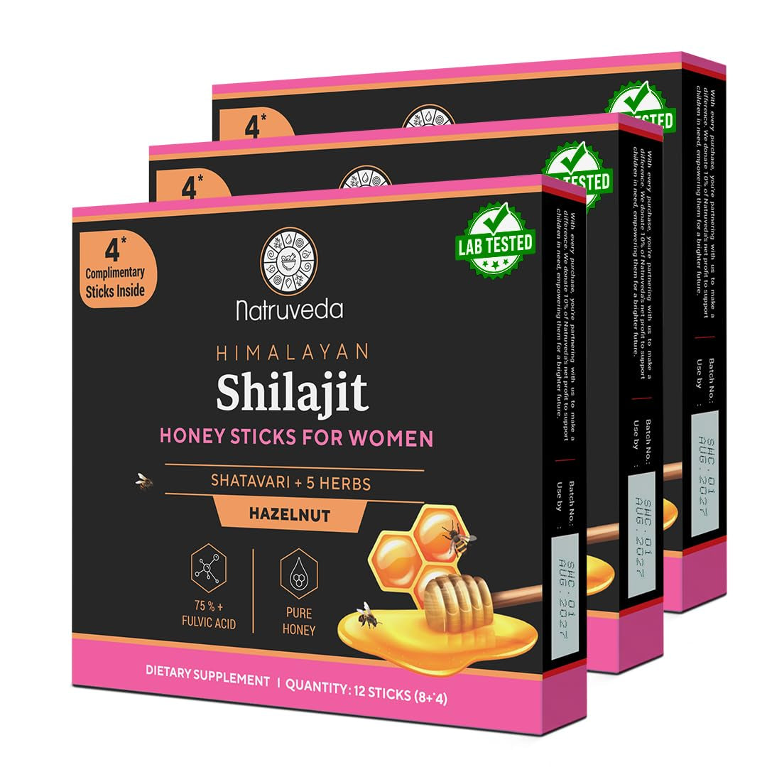 , Himalayan Shilajit Honey Sticks for Men & Women - 75%+ Fulvic Acid & Trace Minerals - Raw Honey, Saffron & Himalayan Shilajit Resin - 10 Sticks Pack