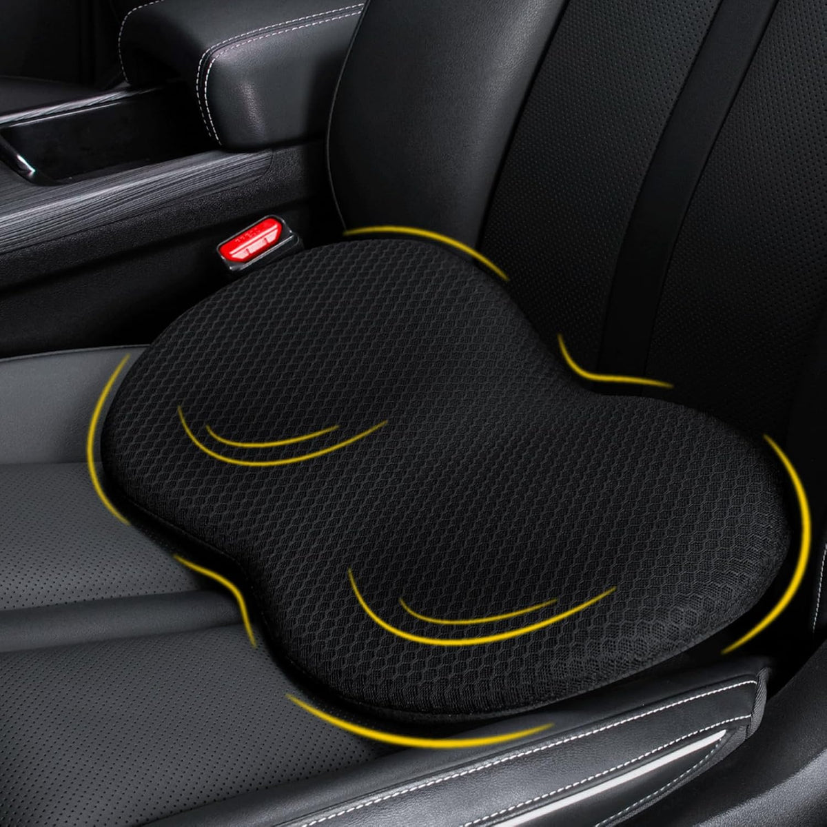 Wedge Car Seat Cushion, Memory Foam Pad for Driving Comfort | High-Density Memory Foam Seat Cushion, 4D Breathable Mesh and Non-Slip Bottom for Long-Drive Comfort and Office Use, Gray