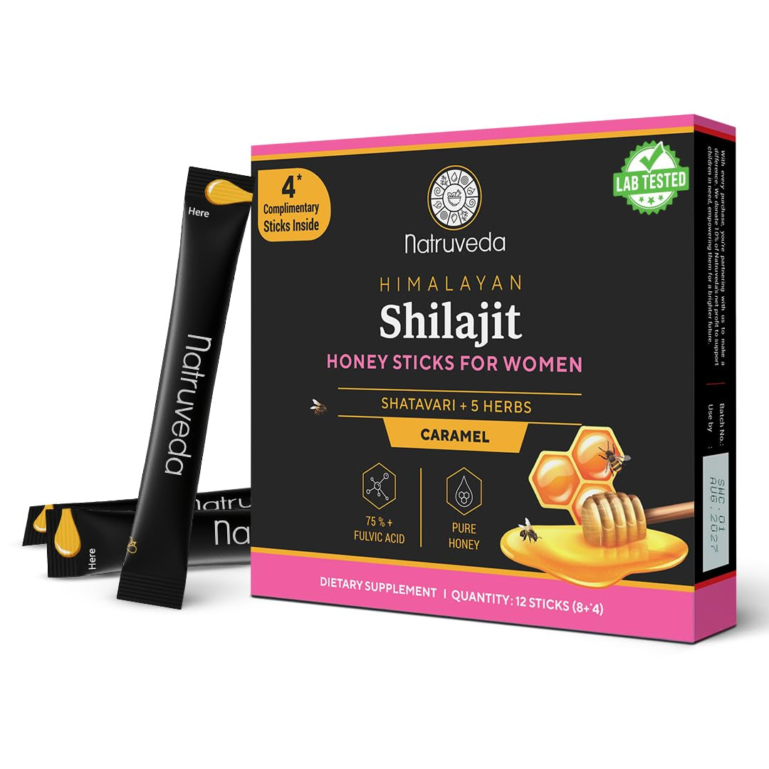 , Himalayan Shilajit Honey Sticks for Men & Women - 75%+ Fulvic Acid & Trace Minerals - Raw Honey, Saffron & Himalayan Shilajit Resin - 10 Sticks Pack