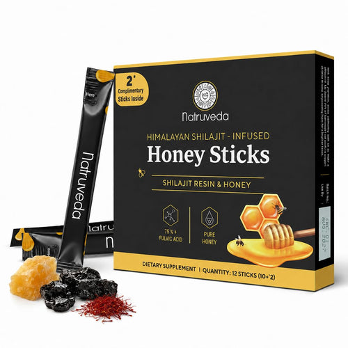 , Himalayan Shilajit Honey Sticks for Men & Women - 75%+ Fulvic Acid & Trace Minerals - Raw Honey, Saffron & Himalayan Shilajit Resin - 10 Sticks Pack