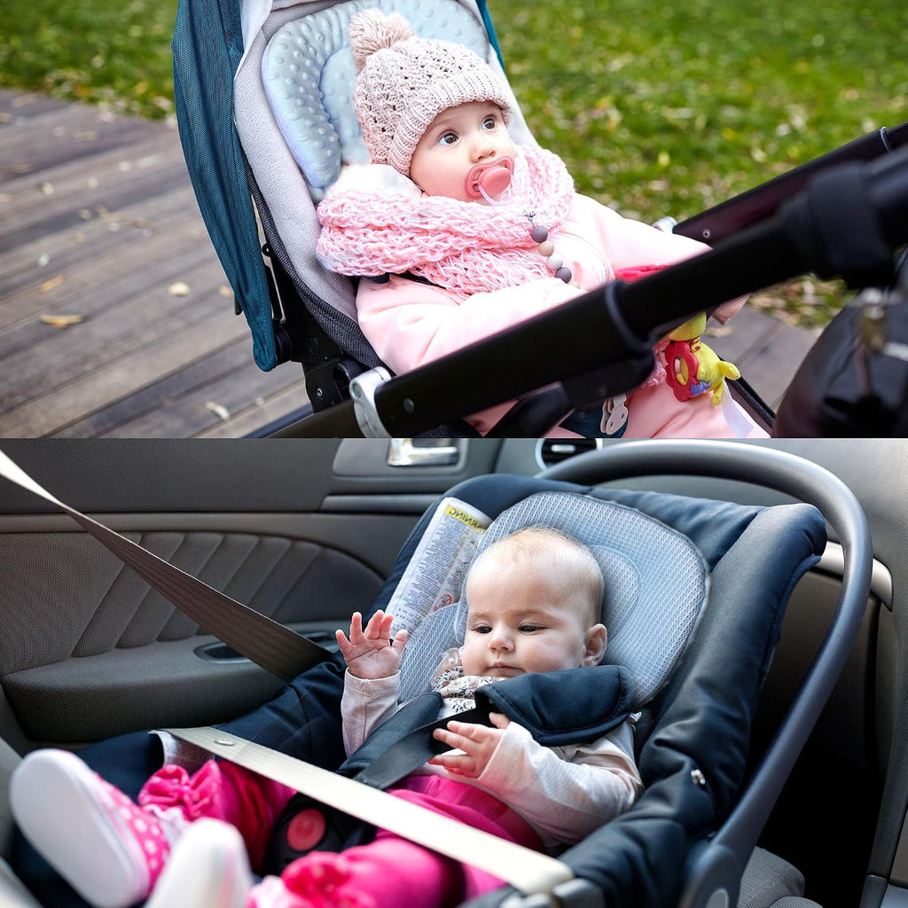 Infant Carseat Insert for Newborn Baby 2-In-1 Reversible Support Pad | Girls Boys Thickened Head & Body Support for Carseats Strollers Swings Bouncers All Seasons Use